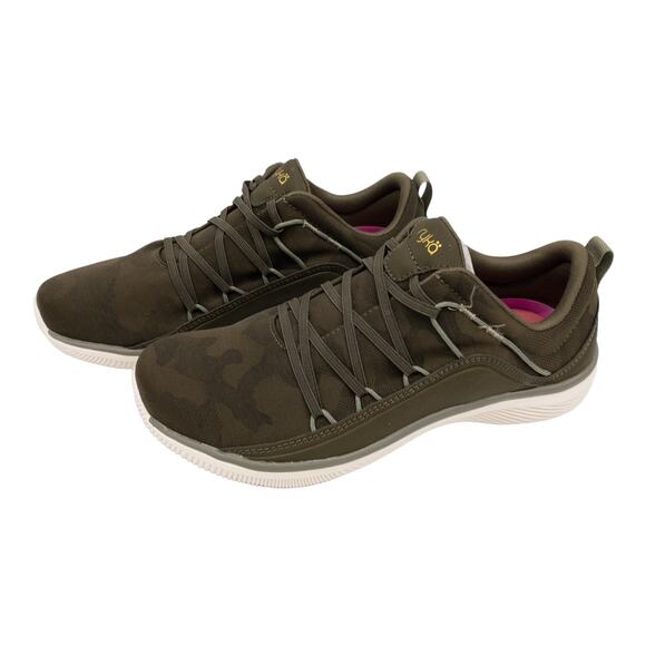 Ryka Olive Green Camo Fate Slip On No Tie Posture Support Sneakers 7 Wide - Picture 3 of 12